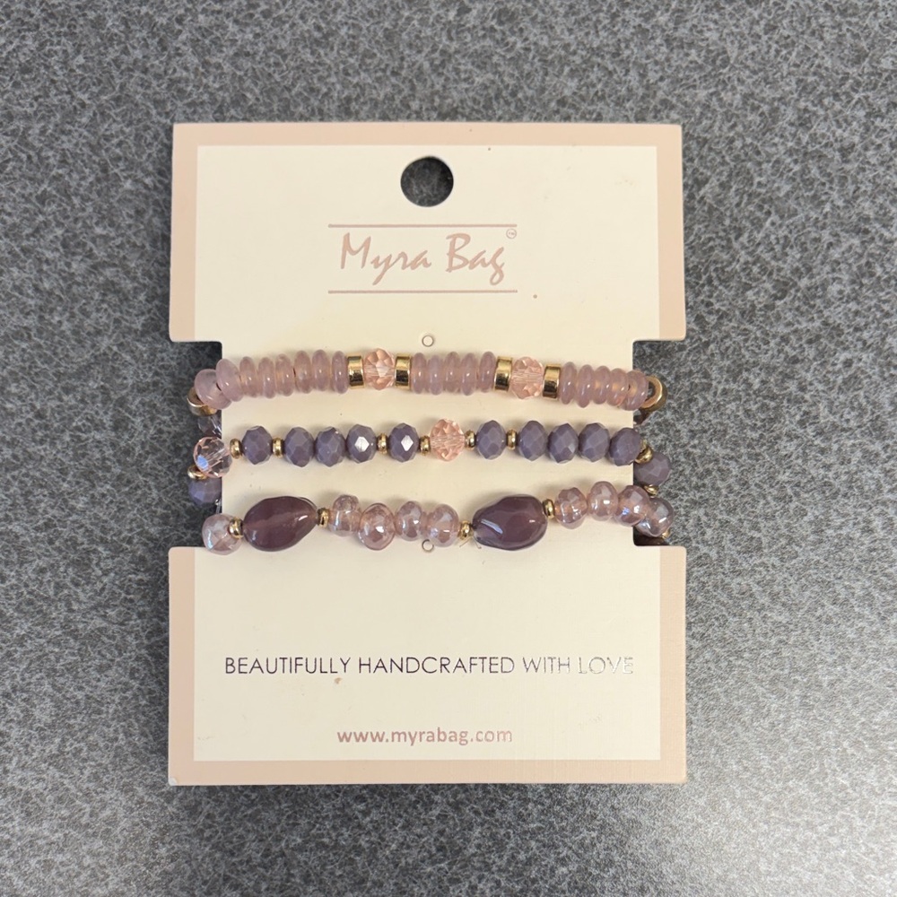 Myra Bag Purple and Pink Beaded Bracelet Set